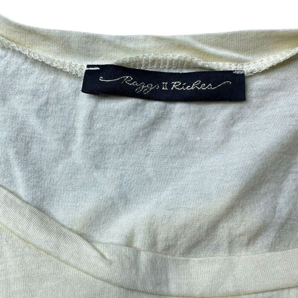 RAGGS II RICHES Women’s Pale Yellow Short Sleeve Tie-Front Crop Top Size Large - Picture 3 of 5